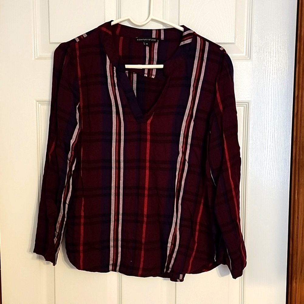 SIGNATURE STUDIO Plaid shirt szMED